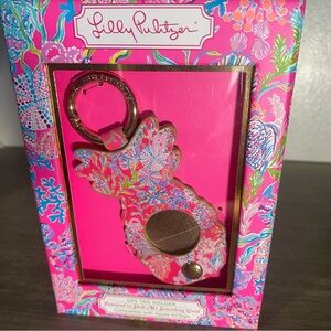 Lilly Pulitzer Air Tag Case Pineapple Key Ring Pink Isle Shell Me Something Good
